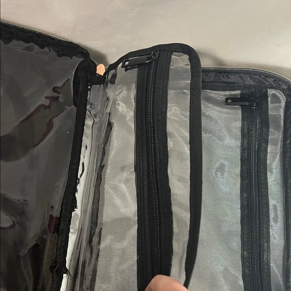 Jones New York Black Faux Patent Cosmetic Travel Bag